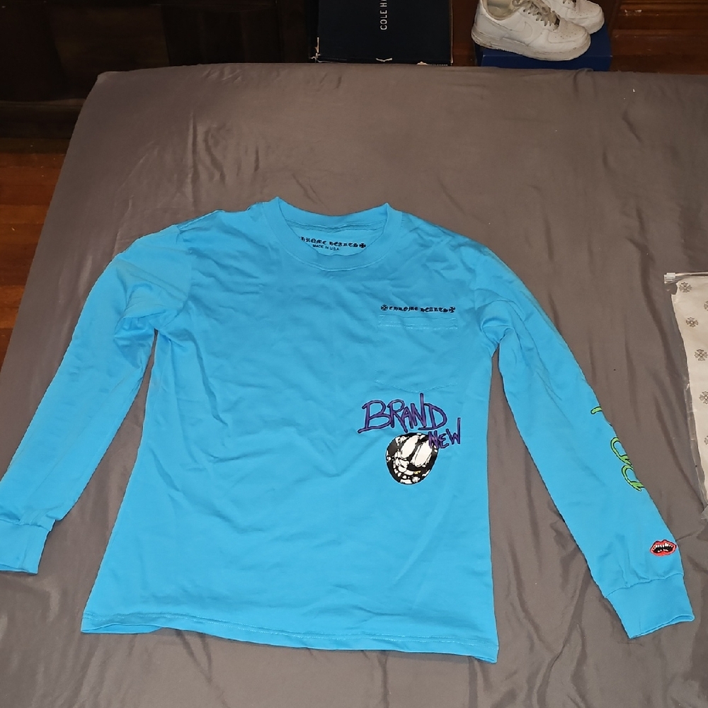 Chrome Hearts For Men Long Sleeve Tee in Bright Blue